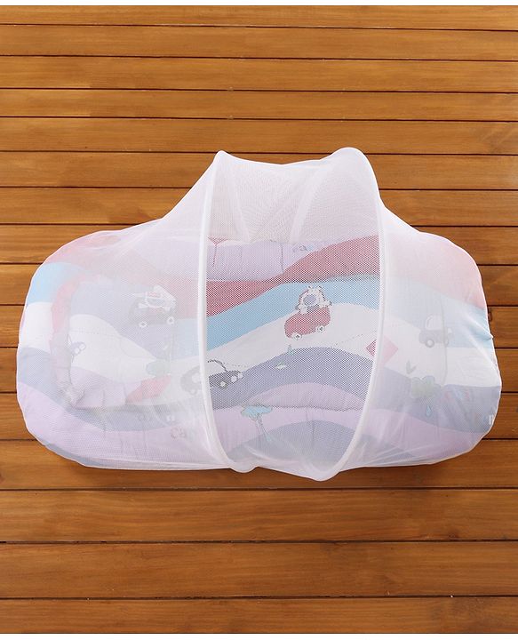 Babyhug Premium Gadda Set With Mosquito Net - Mini Cars Print