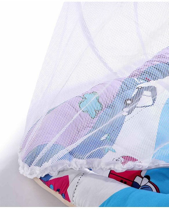 Babyhug Premium Gadda Set With Mosquito Net - Mini Cars Print