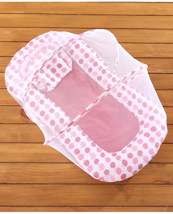 Babyhug Cherry Print Gadda Set With Mosquito Net - Red