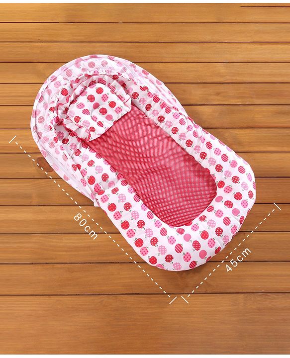 Babyhug Cherry Print Gadda Set With Mosquito Net - Red