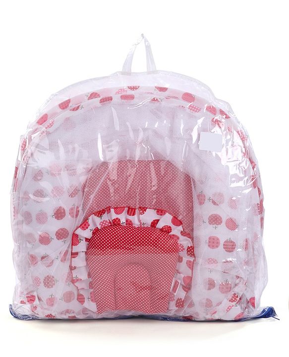 Babyhug Cherry Print Gadda Set With Mosquito Net - Red