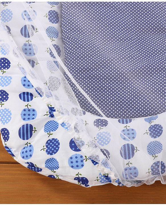 Babyhug Cherry Print Gadda Set With Mosquito Net - Blue