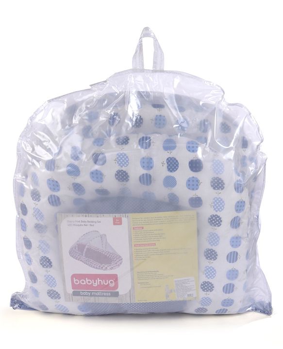 Babyhug Cherry Print Gadda Set With Mosquito Net - Blue
