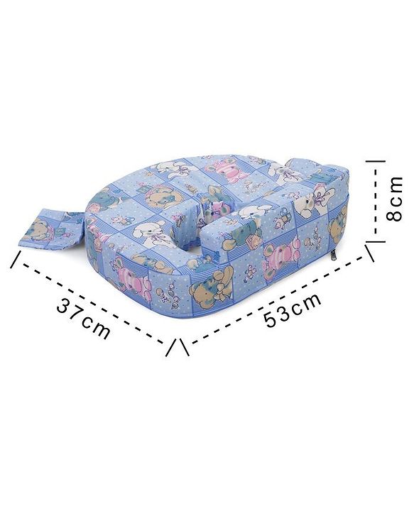 Babyhug Cotton Blend Feeding Pillow Rabbit Print - Blue