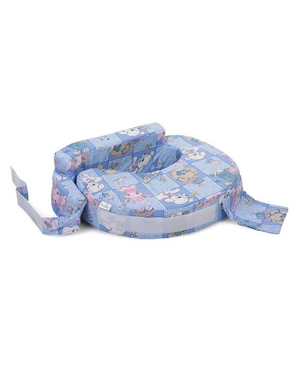 Babyhug Cotton Blend Feeding Pillow Rabbit Print - Blue