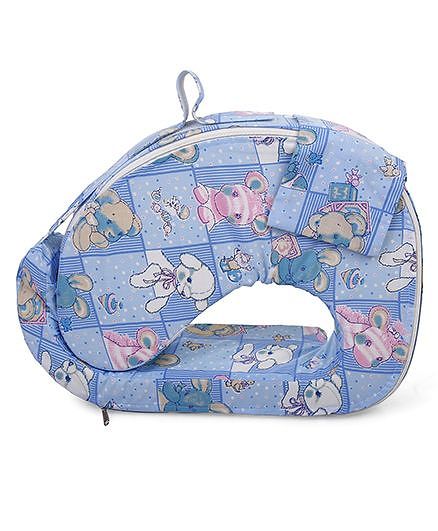 Babyhug Cotton Blend Feeding Pillow Rabbit Print - Blue