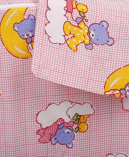Babyhug Cotton Blend Feeding Pillow Teddy On Clouds - Pink