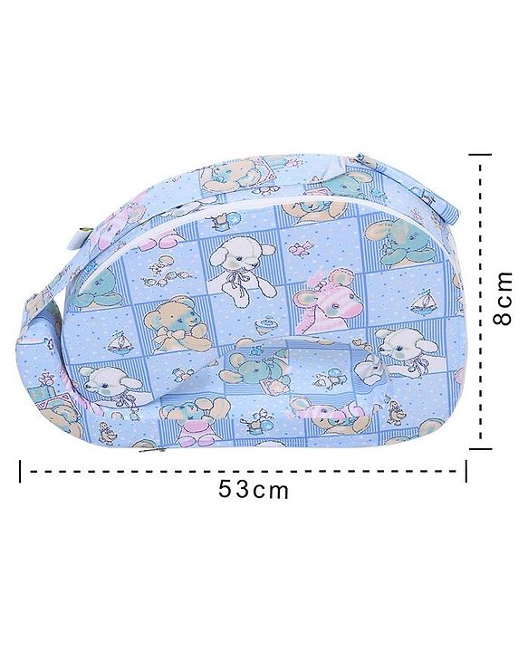 Babyhug Cotton Blend Feeding Pillow Animals And Bird Print - Blue