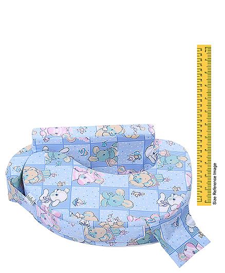 Babyhug Cotton Blend Feeding Pillow Animals And Bird Print - Blue