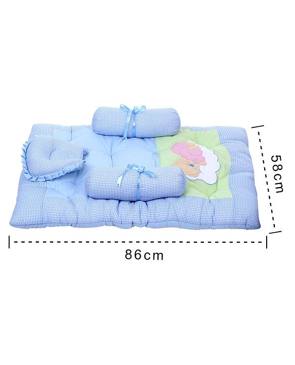 Babyhug Cotton Blend Gadda Set Teddy Embroidery - Blue