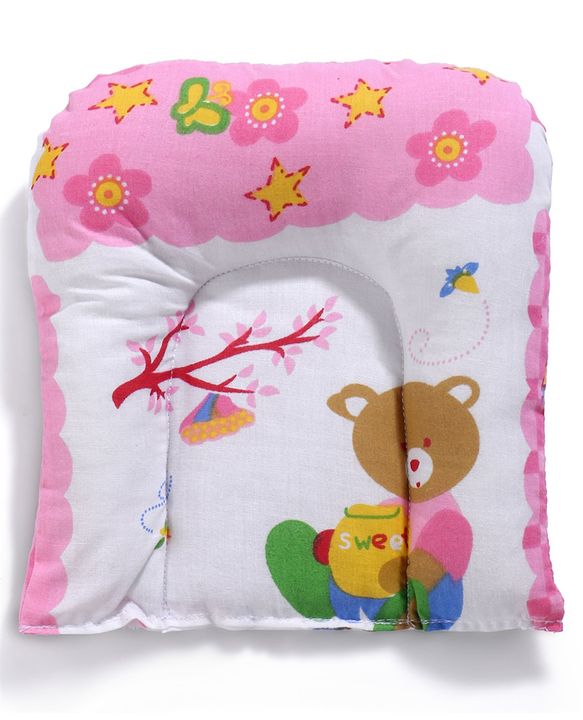 Babyhug Cotton Blend Mosquito Net With Mattress And Pillow Pink - Multi Print