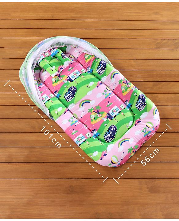 Babyhug Cotton Mosquito Net With Mattress Printed