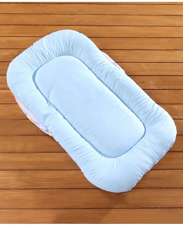 Babyhug Cotton Mosquito Net With Mattress Printed - Blue