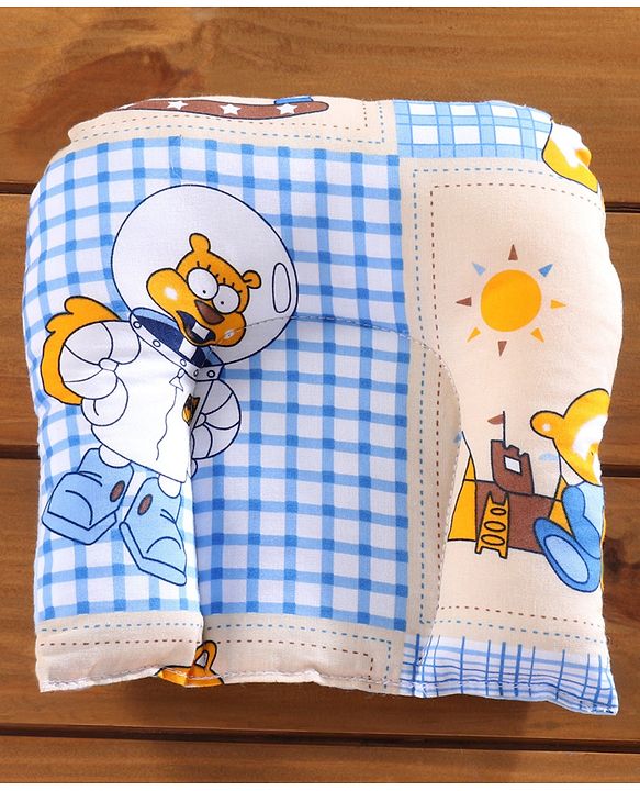 Babyhug Cotton Mosquito Net With Mattress Printed - Blue