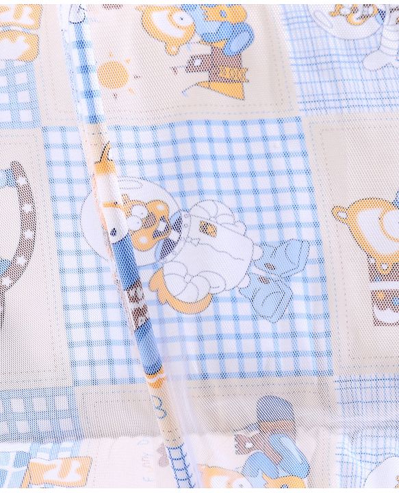 Babyhug Cotton Mosquito Net With Mattress Printed - Blue