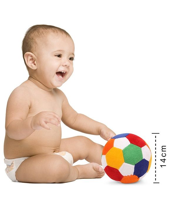 Babyhug Soft Baby Ball for Infants & Toddlers|Multicolour Plush Ball Toy for Sensory Play, Motor Skills & Bonding|Lightweight, Safe & Easy to Hold|Early Development Activity Toy|BIS|Height-14cm