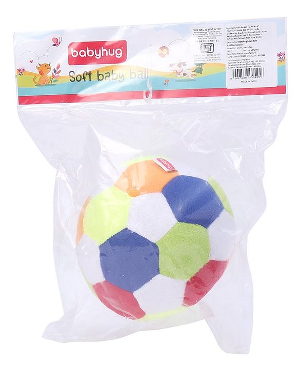 Babyhug Soft Baby Ball for Infants & Toddlers|Multicolour Plush Ball Toy for Sensory Play, Motor Skills & Bonding|Lightweight, Safe & Easy to Hold|Early Development Activity Toy|BIS|Height-14cm
