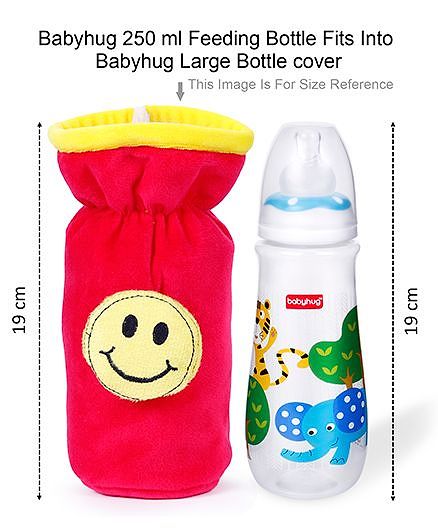 Babyhug Velour Plush Bottle Cover Strawberry Motif Large - Fits upto 330 ml