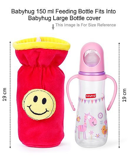 Babyhug Velour Plush Bottle Cover Strawberry Motif Large - Fits upto 330 ml