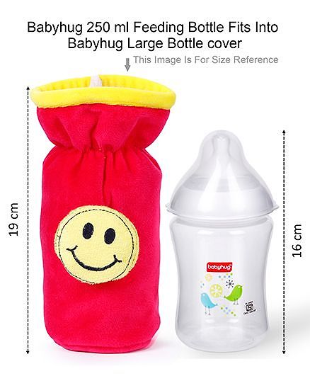 Babyhug Velour Plush Bottle Cover Strawberry Motif Large - Fits upto 330 ml