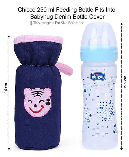 Babyhug Velour Bottle Cover Denim Bear Face Motif Set of 2 - Assorted Colours