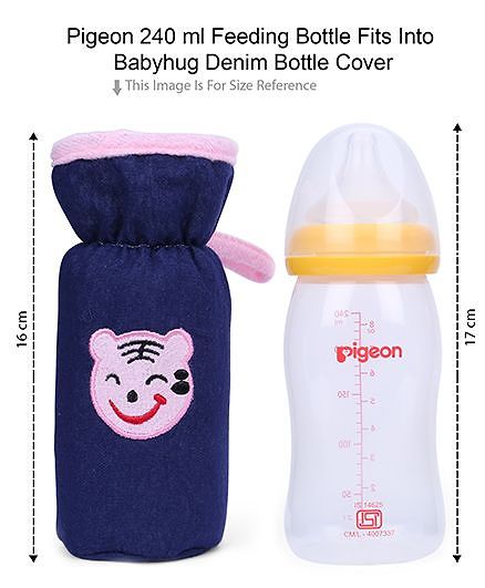 Babyhug Velour Bottle Cover Denim Bear Face Motif Set of 2 - Assorted Colours