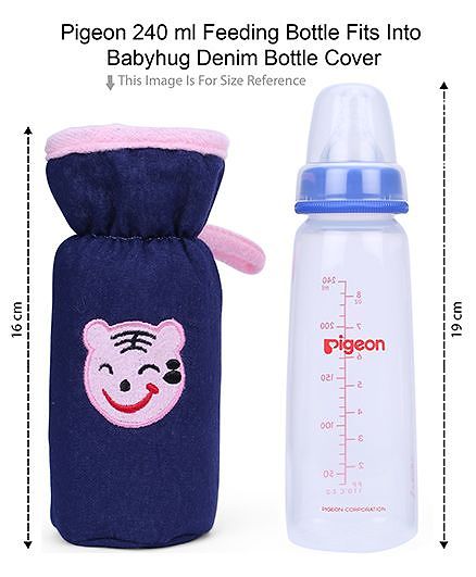 Babyhug Velour Bottle Cover Denim Bear Face Motif Set of 2 - Assorted Colours