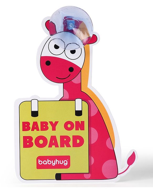 Babyhug Baby On Board Sign Giraffe - Red