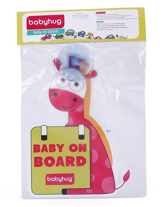 Babyhug Baby On Board Sign Giraffe - Red