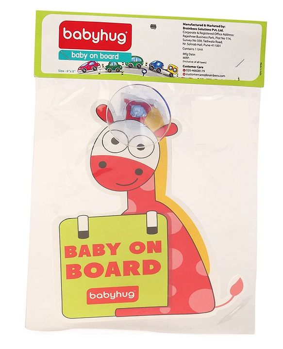 Babyhug Baby On Board Sign Giraffe - Red