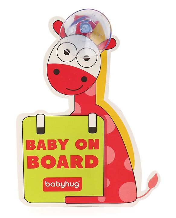 Babyhug Baby On Board Sign Giraffe - Red