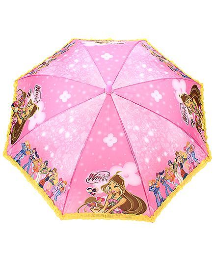 Babyhug Umbrella Winx Mission Enchantix Print - Light Pink and Yellow