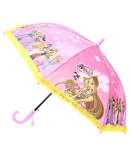 Babyhug Umbrella Winx Mission Enchantix Print - Light Pink and Yellow