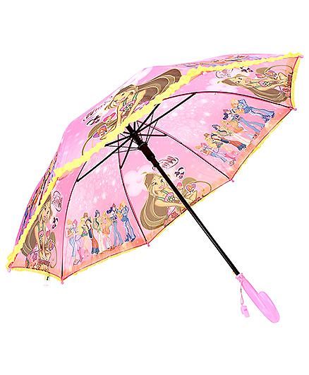 Babyhug Umbrella Winx Mission Enchantix Print - Light Pink and Yellow