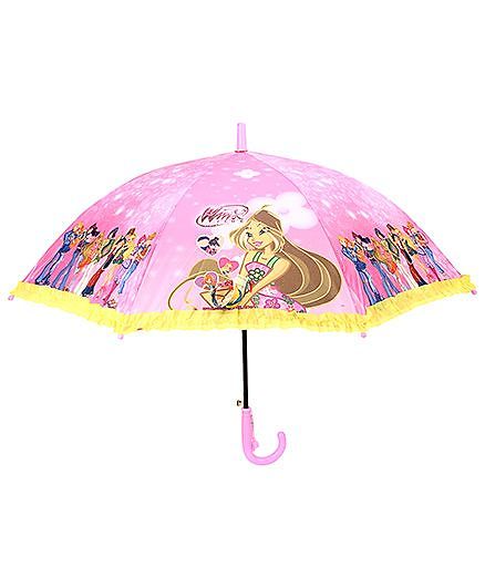 Babyhug Umbrella Winx Mission Enchantix Print - Light Pink and Yellow
