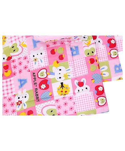 Babyhug Multi Purpose Baby Mat Apple Rabbit Print Set Of 3 (3 Mats + 1waterproof sheet)  - Pink