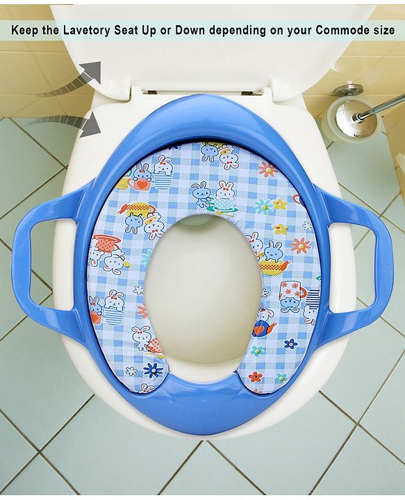 Babyhug Cushioned Potty Training Seat With Handle - Blue (Design May Vary)