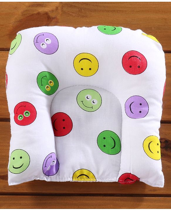 Babyhug Cotton Bedding Set with Mosquito Net Smiley Print - White Base
