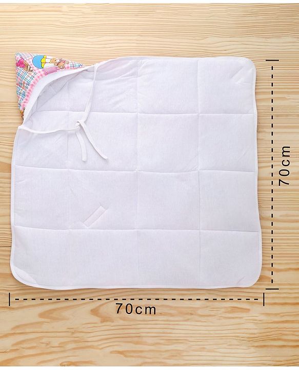 Babyhug Hooded Quilted Wrapper Teddy Bear Print - Pink