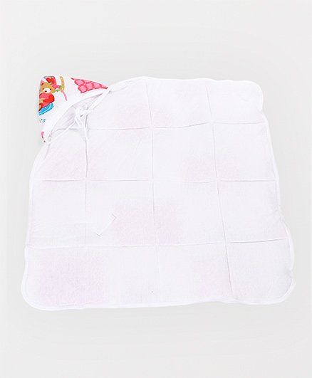 Babyhug Hooded Quilted Wrapper Happy Bear Print - Pink
