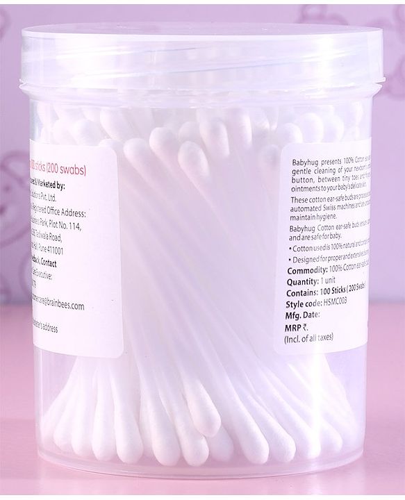 Babyhug Cotton Buds - 100 Pieces (Product Packaging May Vary)