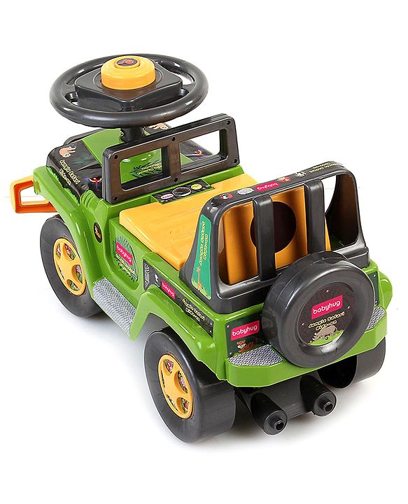 Babyhug Jungle Safari Foot To Floor Ride-On  - Green & Yellow