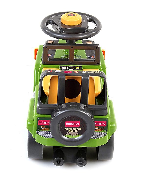 Babyhug Jungle Safari Foot To Floor Ride-On  - Green & Yellow