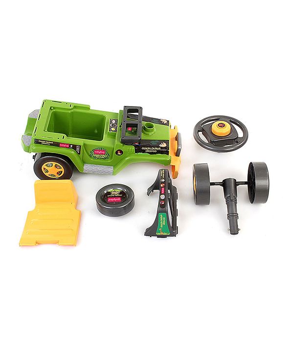 Babyhug Jungle Safari Foot To Floor Ride-On  - Green & Yellow