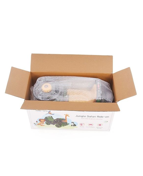 Babyhug Jungle Safari Foot To Floor Ride-On  - Green & Yellow