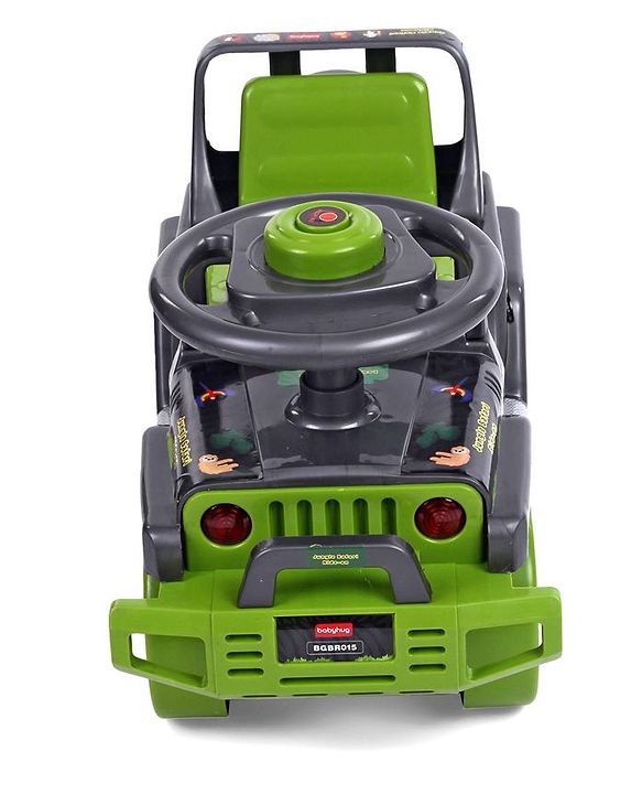 Babyhug Jungle Safari Foot To Floor Ride-On - Grey & Green