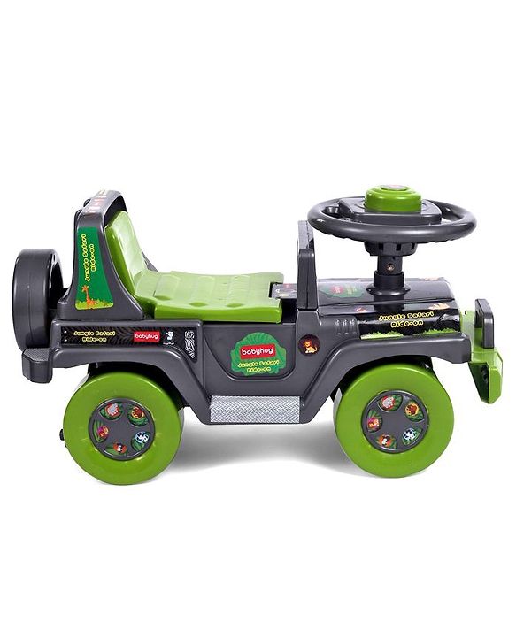 Babyhug Jungle Safari Foot To Floor Ride-On - Grey & Green