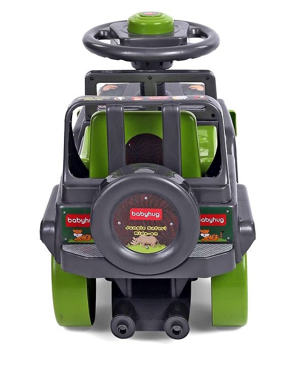 Babyhug Jungle Safari Foot To Floor Ride-On - Grey & Green