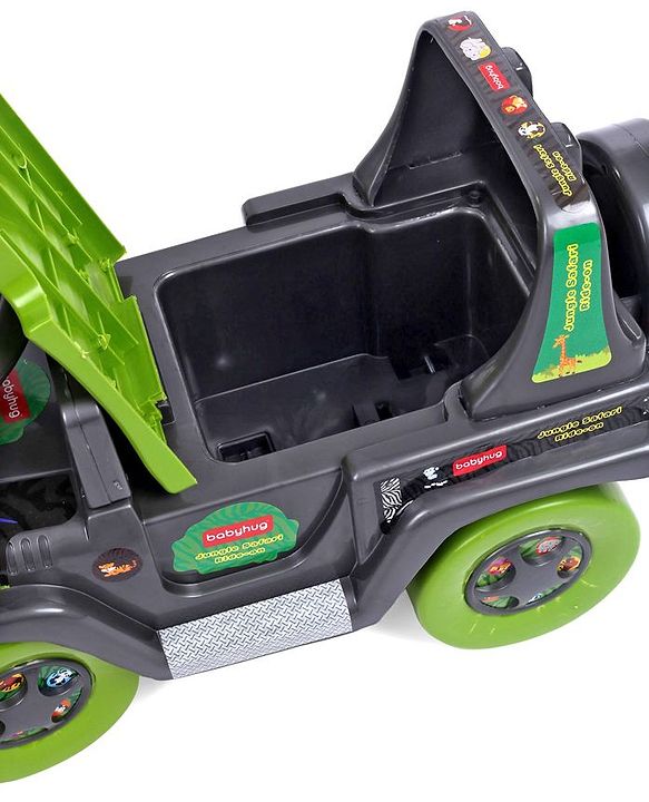 Babyhug Jungle Safari Foot To Floor Ride-On - Grey & Green