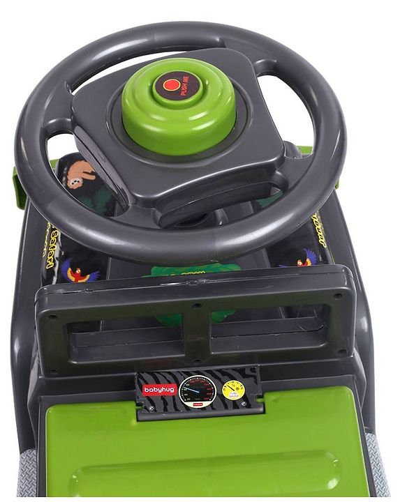 Babyhug Jungle Safari Foot To Floor Ride-On - Grey & Green